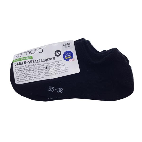 Black sock with a label on a white background