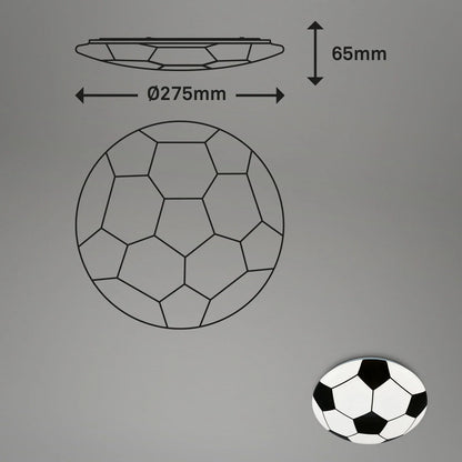 Modern Football Motif LED Ceiling Light, 27.5cm, 12W, 1300lm, White & Black - Gomix Brands Outlet