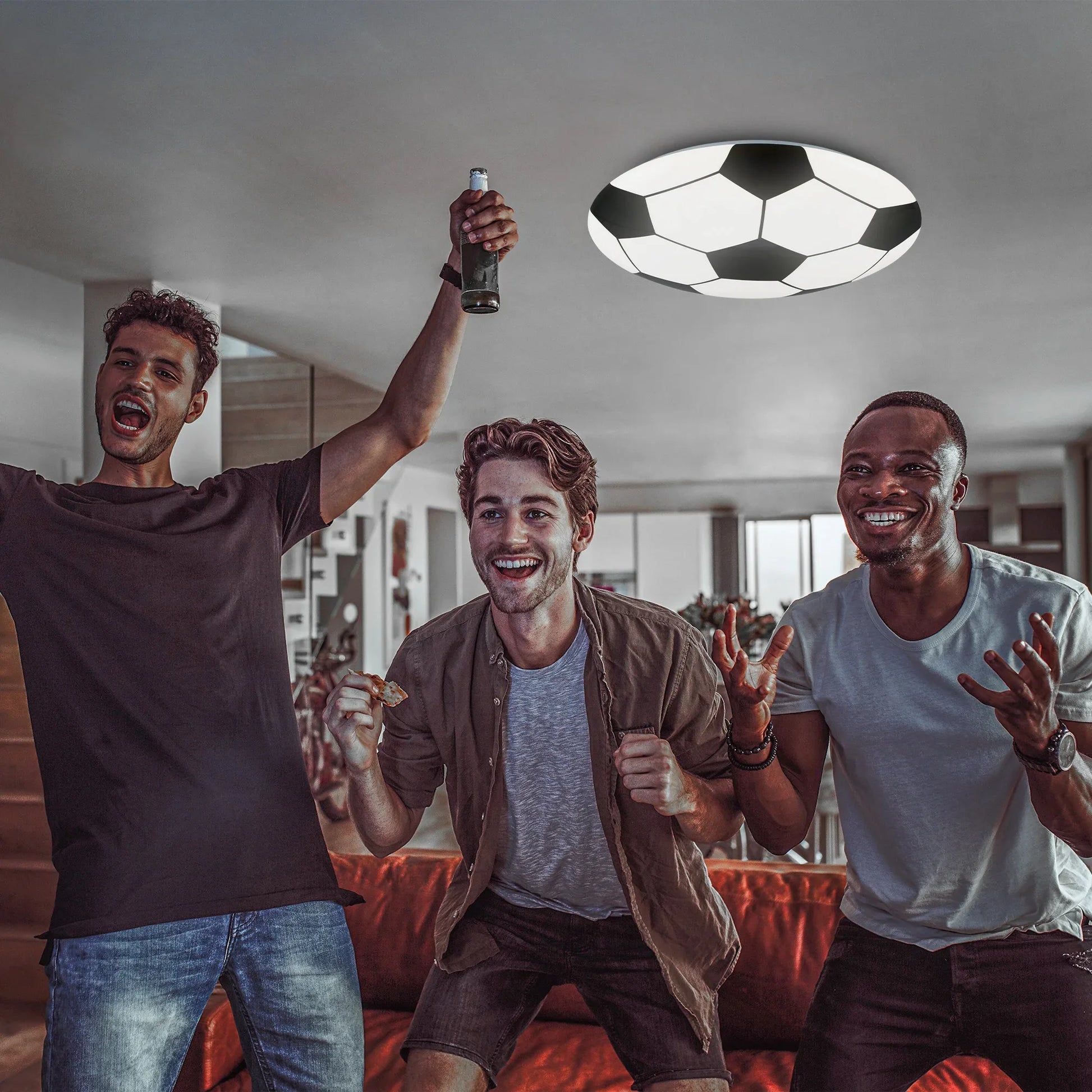 Modern Football Motif LED Ceiling Light, 27.5cm, 12W, 1300lm, White & Black - Gomix Brands Outlet