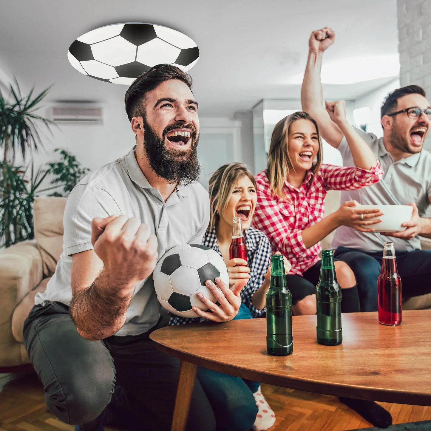 Modern Football Motif LED Ceiling Light, 27.5cm, 12W, 1300lm, White & Black - Gomix Brands Outlet