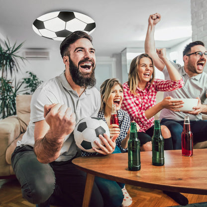 Modern Football Motif LED Ceiling Light, 27.5cm, 12W, 1300lm, White & Black - Gomix Brands Outlet