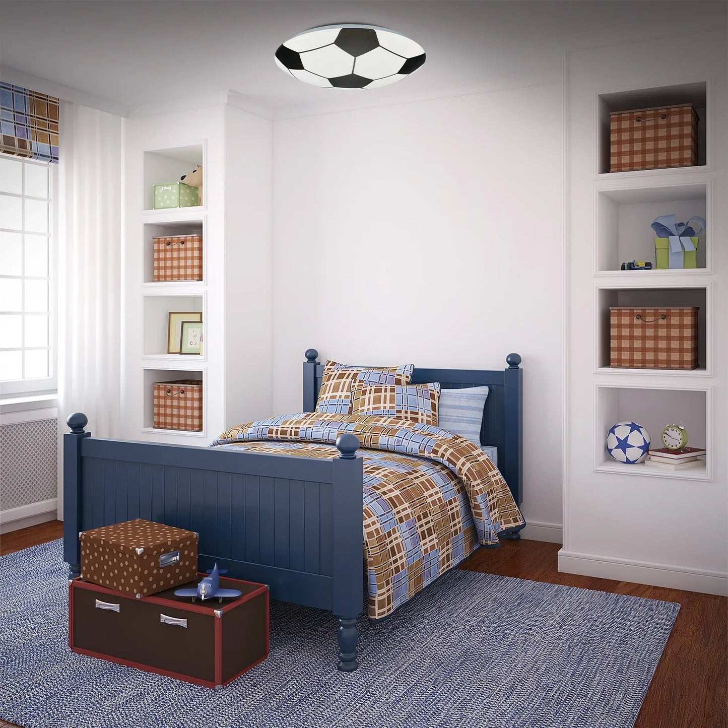 Modern Football Motif LED Ceiling Light, 27.5cm, 12W, 1300lm, White & Black - Gomix Brands Outlet