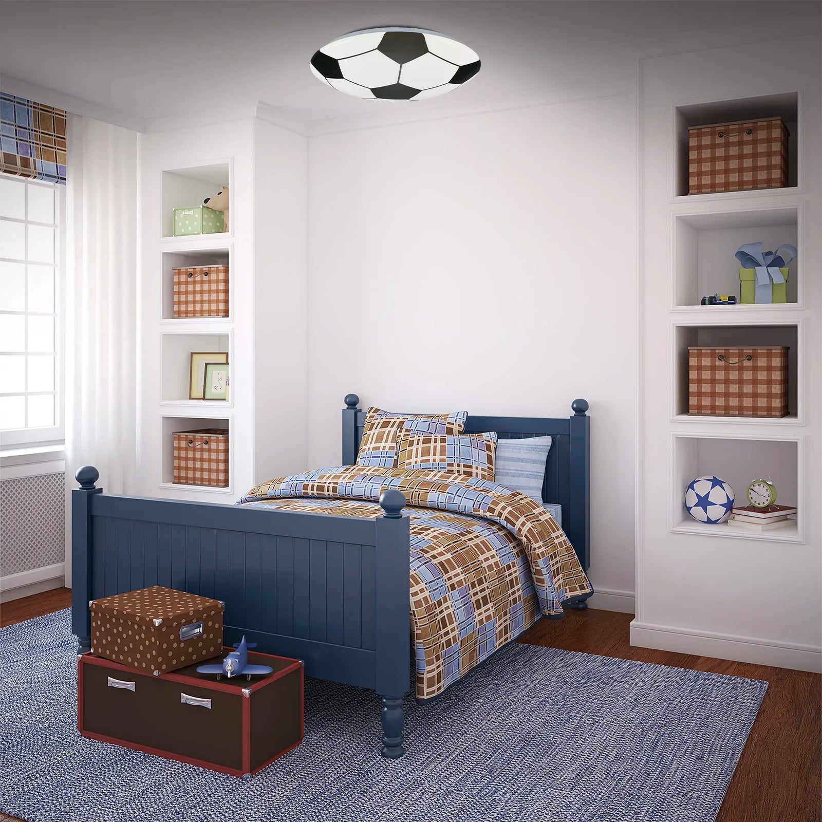 Modern Football Motif LED Ceiling Light, 27.5cm, 12W, 1300lm, White & Black - Gomix Brands Outlet