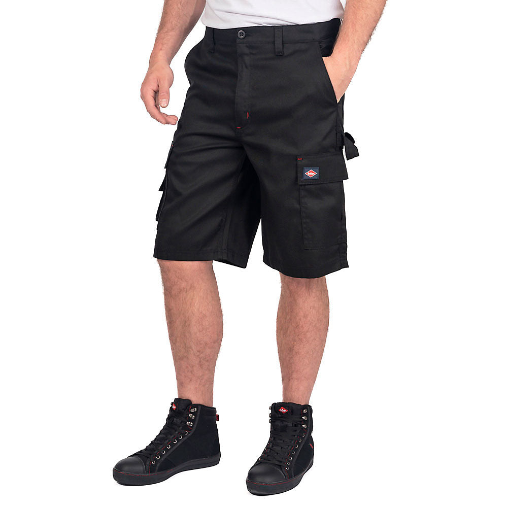 Lee Cooper Men's Classic Black Cargo Work Shorts Durable Multi-Pocket Design