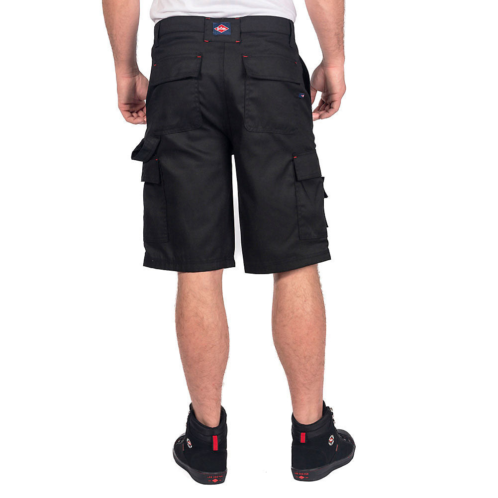 Lee Cooper Men's Classic Black Cargo Work Shorts Durable Multi-Pocket Design
