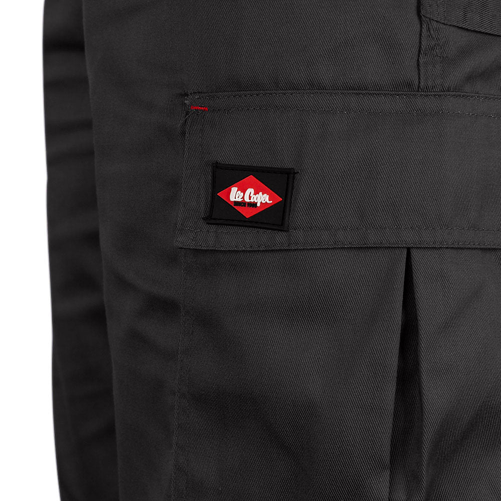 Lee Cooper Men's Classic Black Cargo Work Shorts Durable Multi-Pocket Design