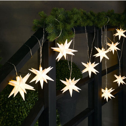 LIVARNO Home Dazzling 3D LED Star String Lights, 10 Warm White, Auto-Timer