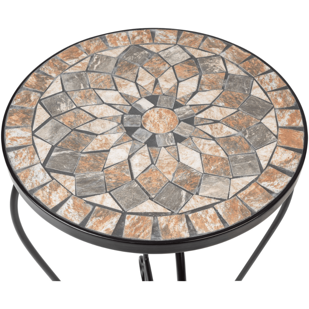 LIVARNO Mosaic Round Side Table with Stainless Base
