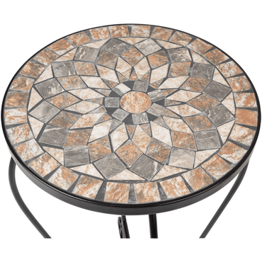LIVARNO Mosaic Round Side Table with Stainless Base