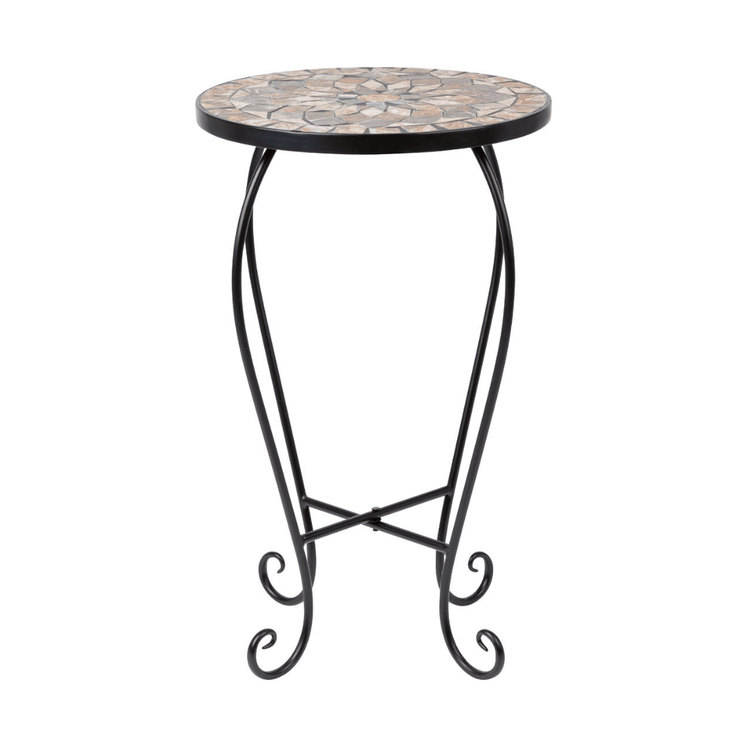 LIVARNO Mosaic Round Side Table with Stainless Base
