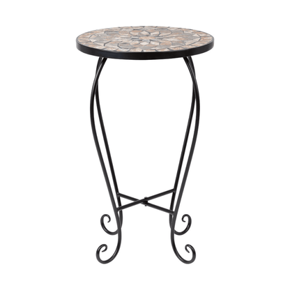 LIVARNO Mosaic Round Side Table with Stainless Base