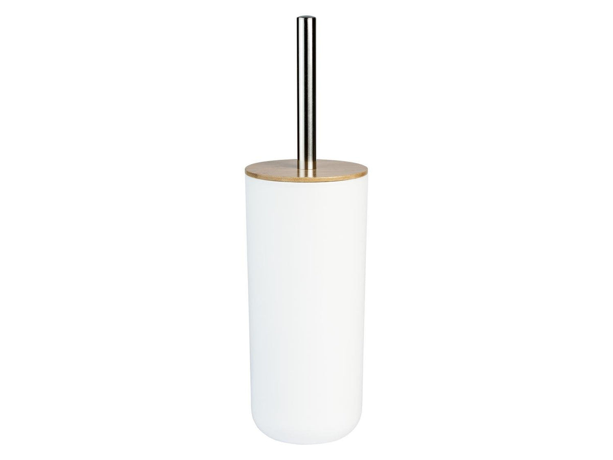 LIVARNO home Toilet Brush Set Bamboo Lid Stainless Steel Handle
