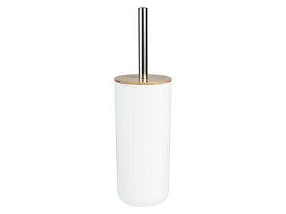 LIVARNO home Toilet Brush Set Bamboo Lid Stainless Steel Handle