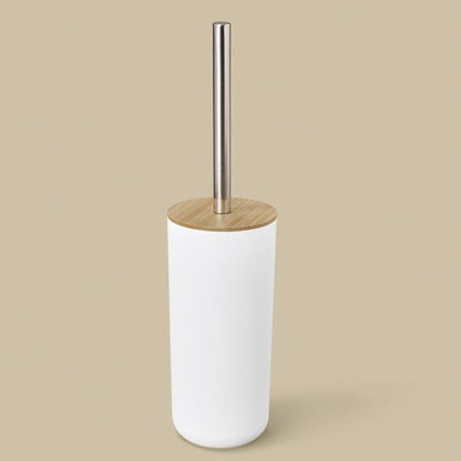 LIVARNO home Toilet Brush Set Bamboo Lid Stainless Steel Handle