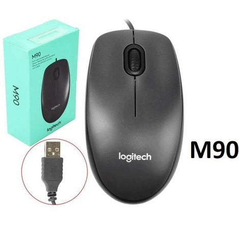 Logitech M90 Wired Optical Mouse - Durable Black USB Design