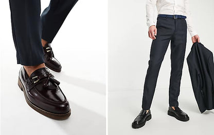 Men's Burgundy Leather Tassel Loafers: Classic Slip-On Dress Shoes