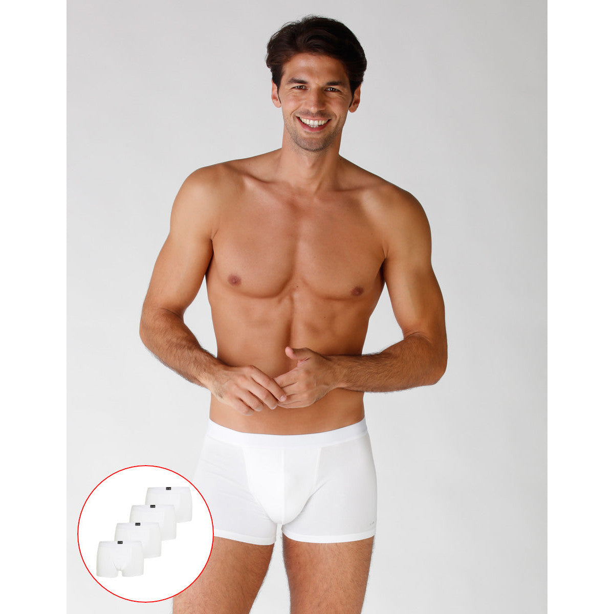 Premium White Cotton Stretch Boxer Briefs - 4-Pack for Ultimate Comfort