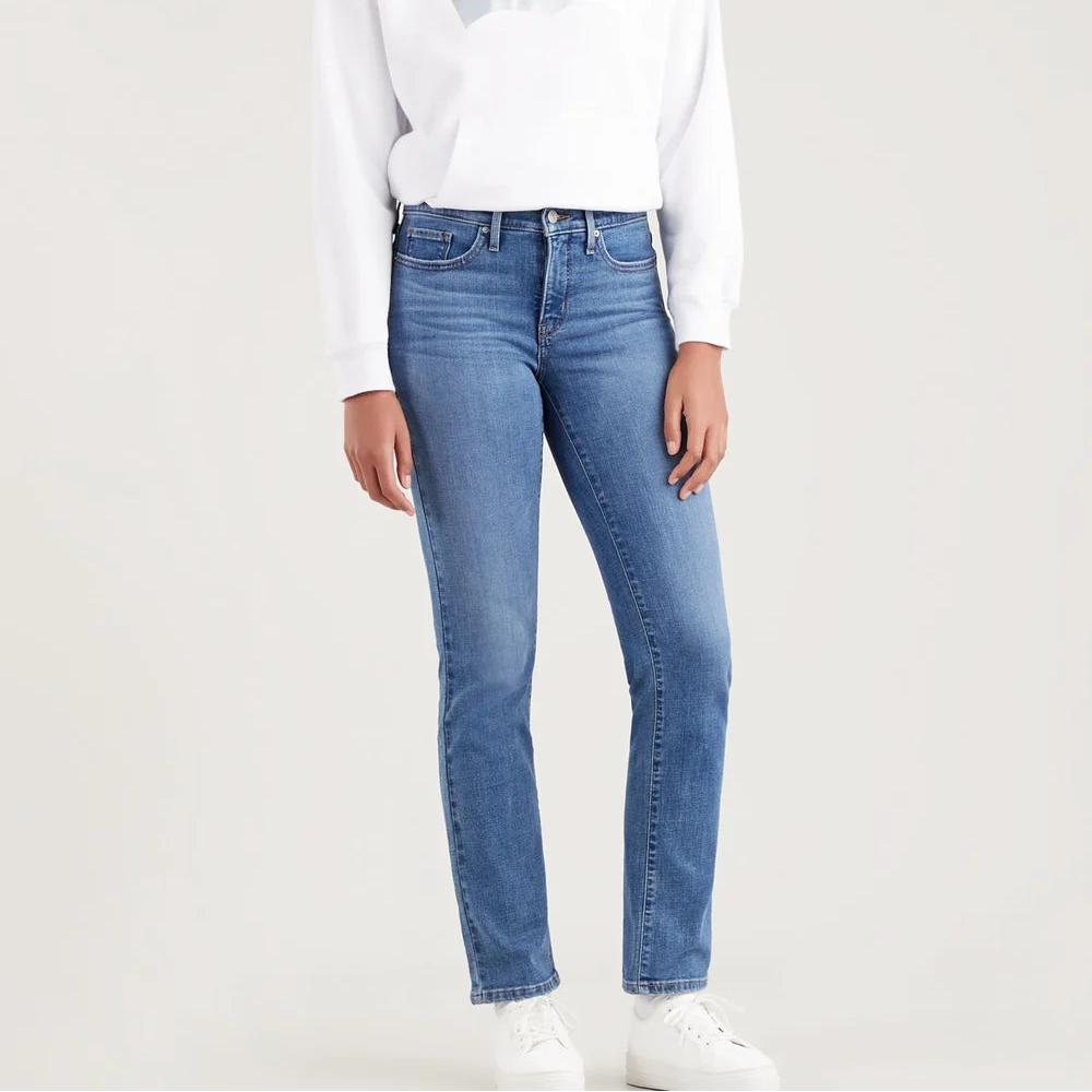 Levi's 314 Women's Shaping Straight Lapis Gem Jeans - Mid-Rise, Breathable, Worn-In Indigo