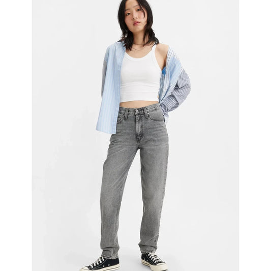 Levi's Women boyfriend Fit High-Waist Straight Leg Grey Denim Jeans