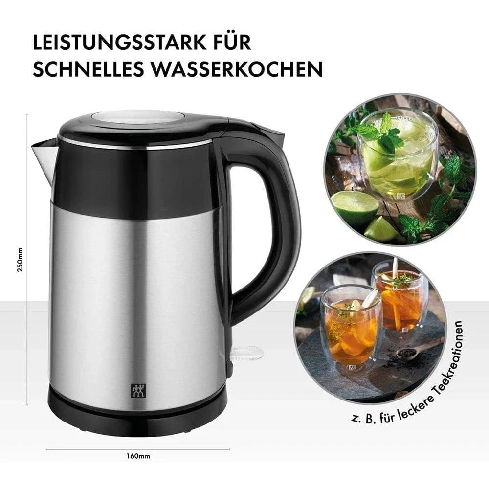 ZWILLING 1.2L Water Kettle 1850W Stainless Steel Black