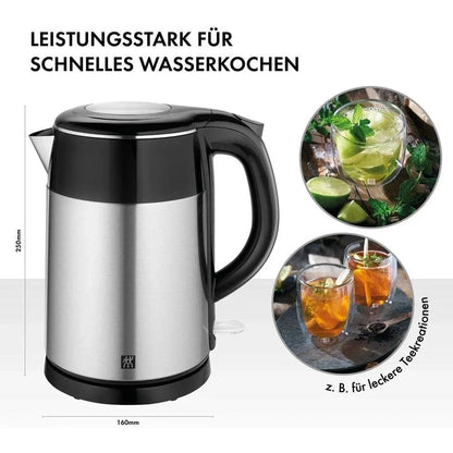 ZWILLING 1.2L Water Kettle 1850W Stainless Steel Black