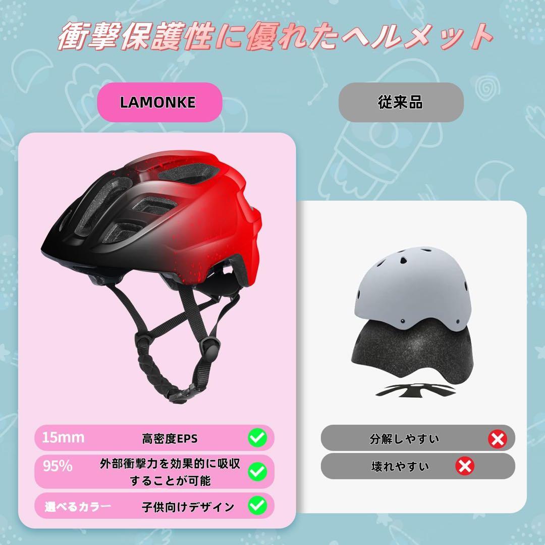 Kids' Lightweight Impact-Resistant Bike Helmet (50-56cm) for Cycling Safety