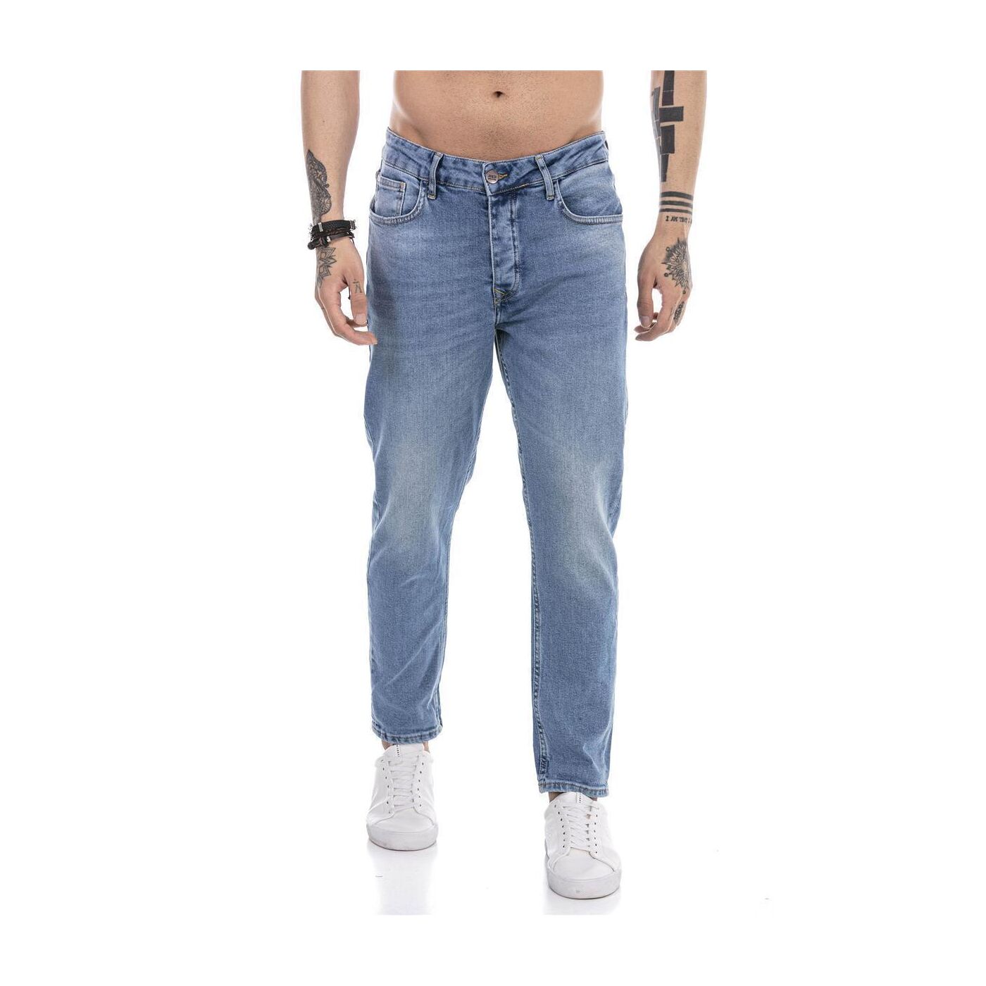 Red Bridge Men's Slim Fit Stretch Denim Jeans Pants - Modern Blue Wash