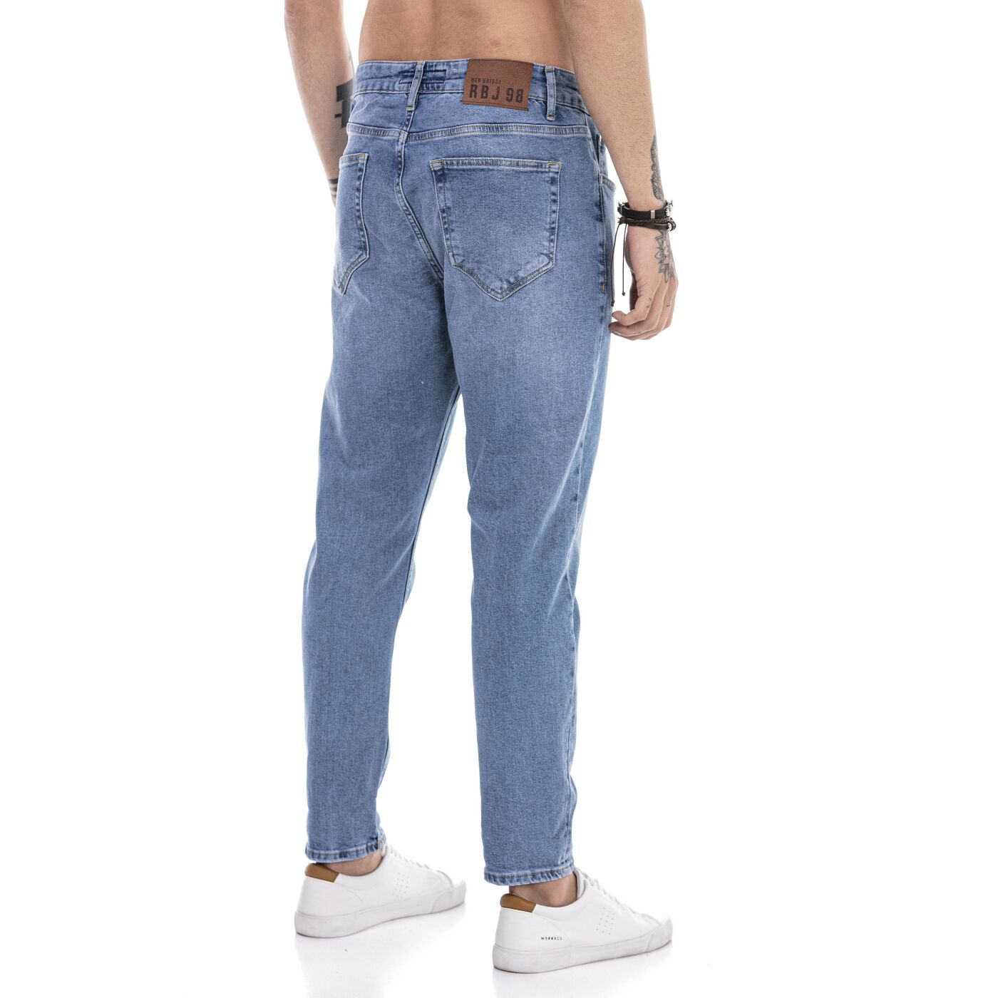 Red Bridge Men's Slim Fit Stretch Denim Jeans Pants - Modern Blue Wash