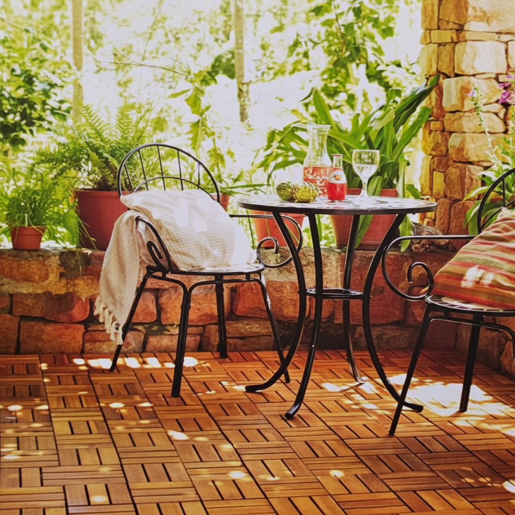 LIVARNO Home Acacia Wood Click Decking Tiles – 9 pcs