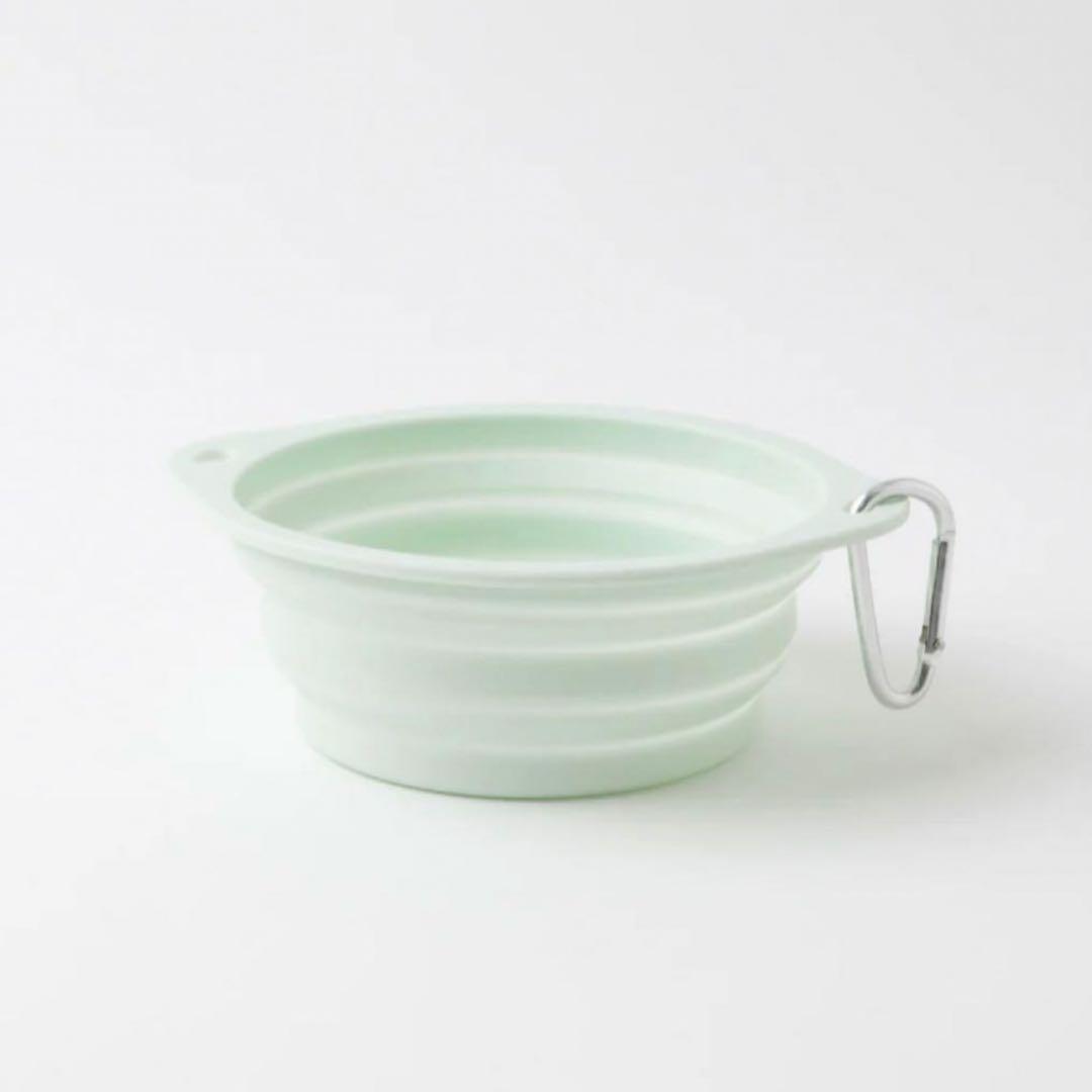 moncheri Folding Silicone Travel Dog Food Bowl with Hook - Green