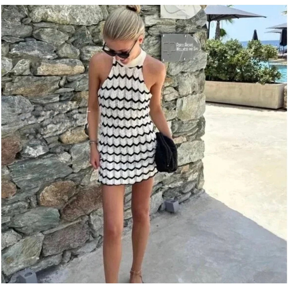 Zara Blogger Favorite Striped Knit Mini Dress for Women