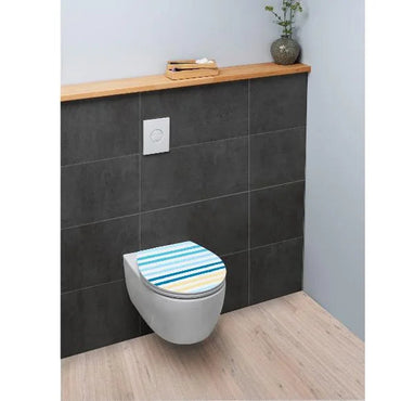 Wenko Duroplast Toilet Seat With Soft Close Striped Multi-Colour Oval