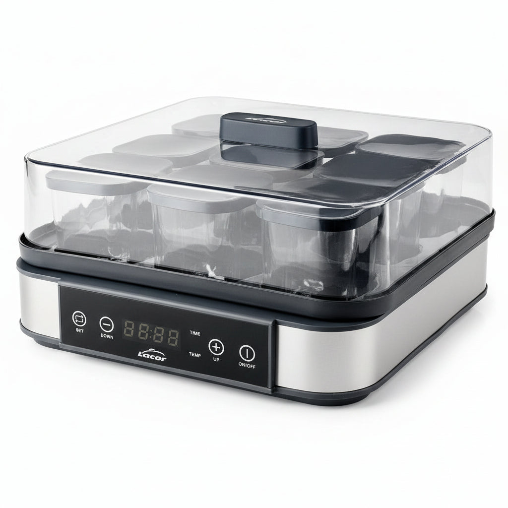 Lacor 69439 9-Pot Yogurt Maker Adjustable Temperature 25°C to 65°C