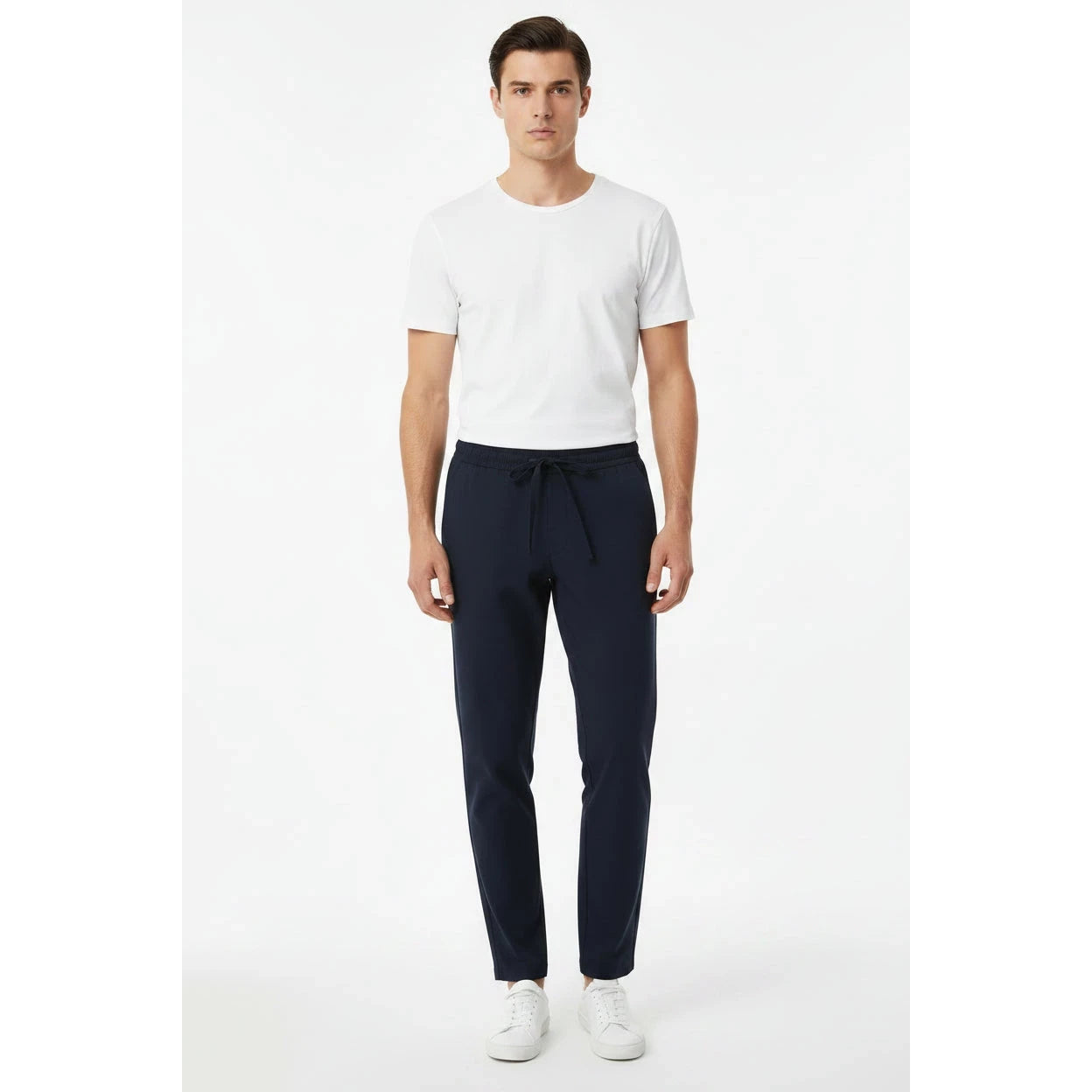 Livergy Men's Linen Blend Trousers Straight Fit Drawstring Pockets
