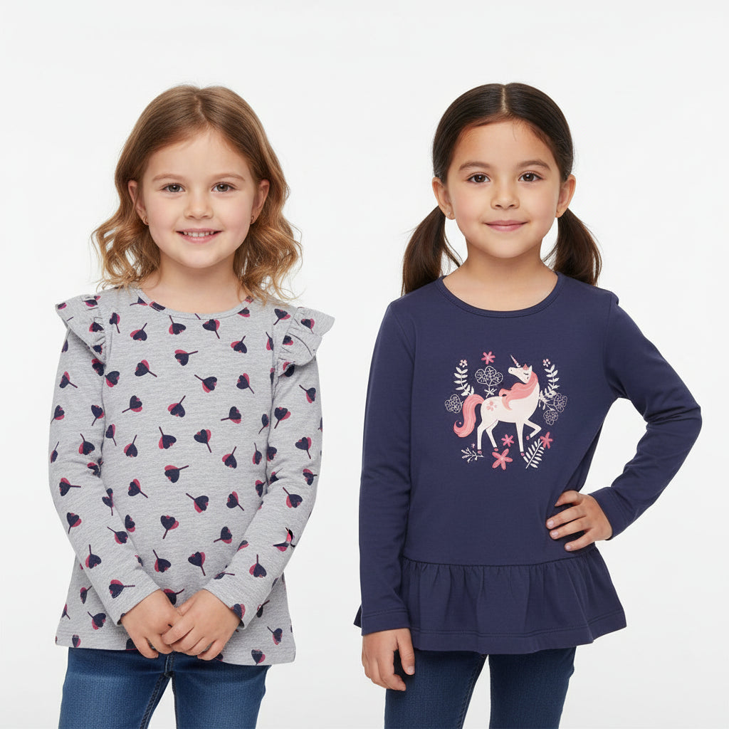 Lupillo Girls Sleeved Blouse Pack Of 2