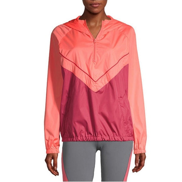Xersion Women's Water Resistant Half-Zip Hooded Windbreaker Jacket - Large
