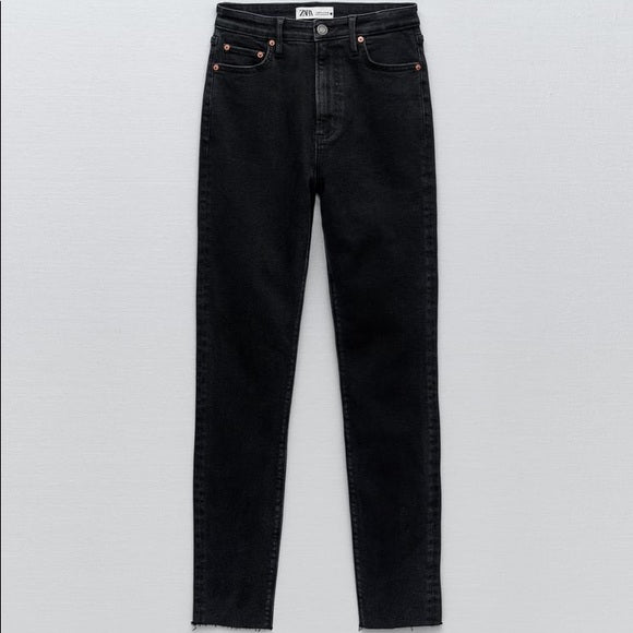 Zara Women's High-Rise Slim Skinny Power Stretch Black Denim Jeans