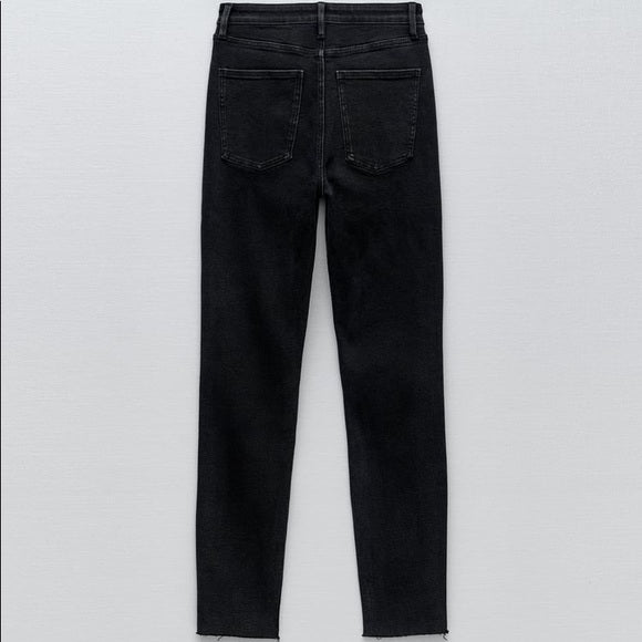 Zara Women's High-Rise Slim Skinny Power Stretch Black Denim Jeans