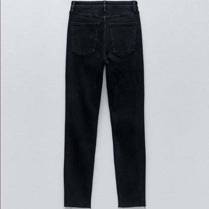Zara Women's High-Rise Slim Skinny Power Stretch Black Denim Jeans