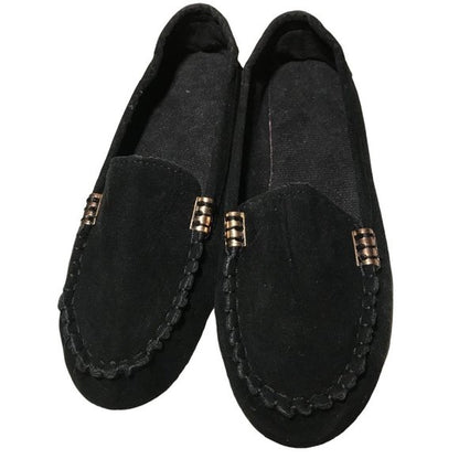 Comfortable XIUXIAN Black Synthetic Suede Slip-On Loafers for Women Size 7.5