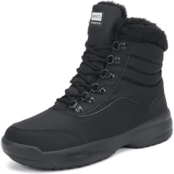 Women's Warm Fur-Lined Waterproof Winter Snow Boots Ankle Booties Black