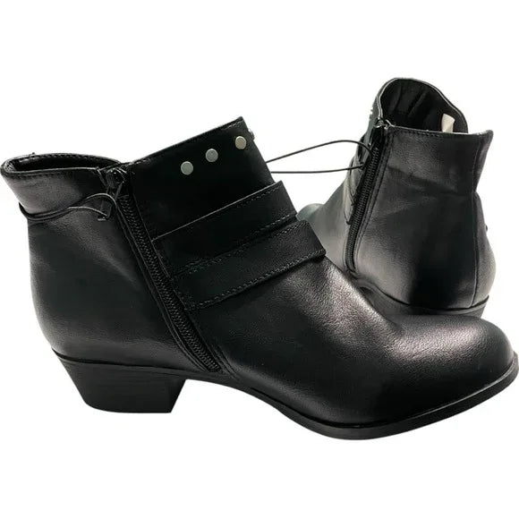A.N.A. Black Studded Buckle Ankle Booties - Gomix Brands Outlet