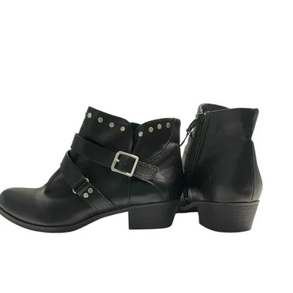 A.N.A. Black Studded Buckle Ankle Booties - Gomix Brands Outlet