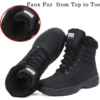 Women's Warm Fur-Lined Waterproof Winter Snow Boots Ankle Booties Black