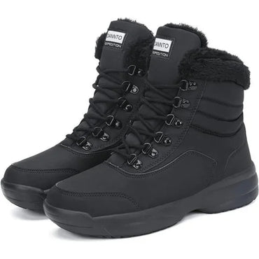 Women's Warm Fur-Lined Waterproof Winter Snow Boots Ankle Booties Black