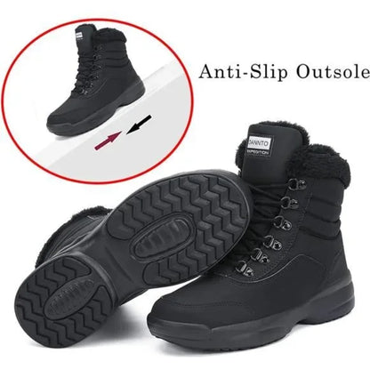 Women's Warm Fur-Lined Waterproof Winter Snow Boots Ankle Booties Black