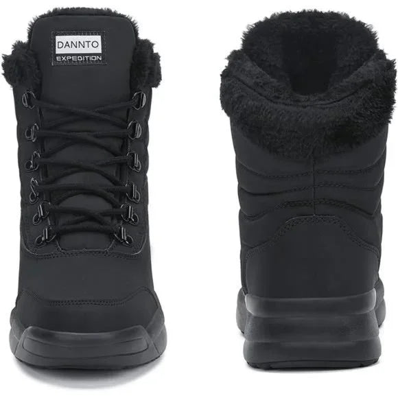 Women's Warm Fur-Lined Waterproof Winter Snow Boots Ankle Booties Black