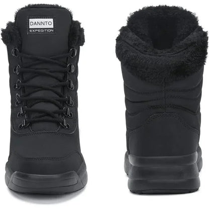 Women's Warm Fur-Lined Waterproof Winter Snow Boots Ankle Booties Black