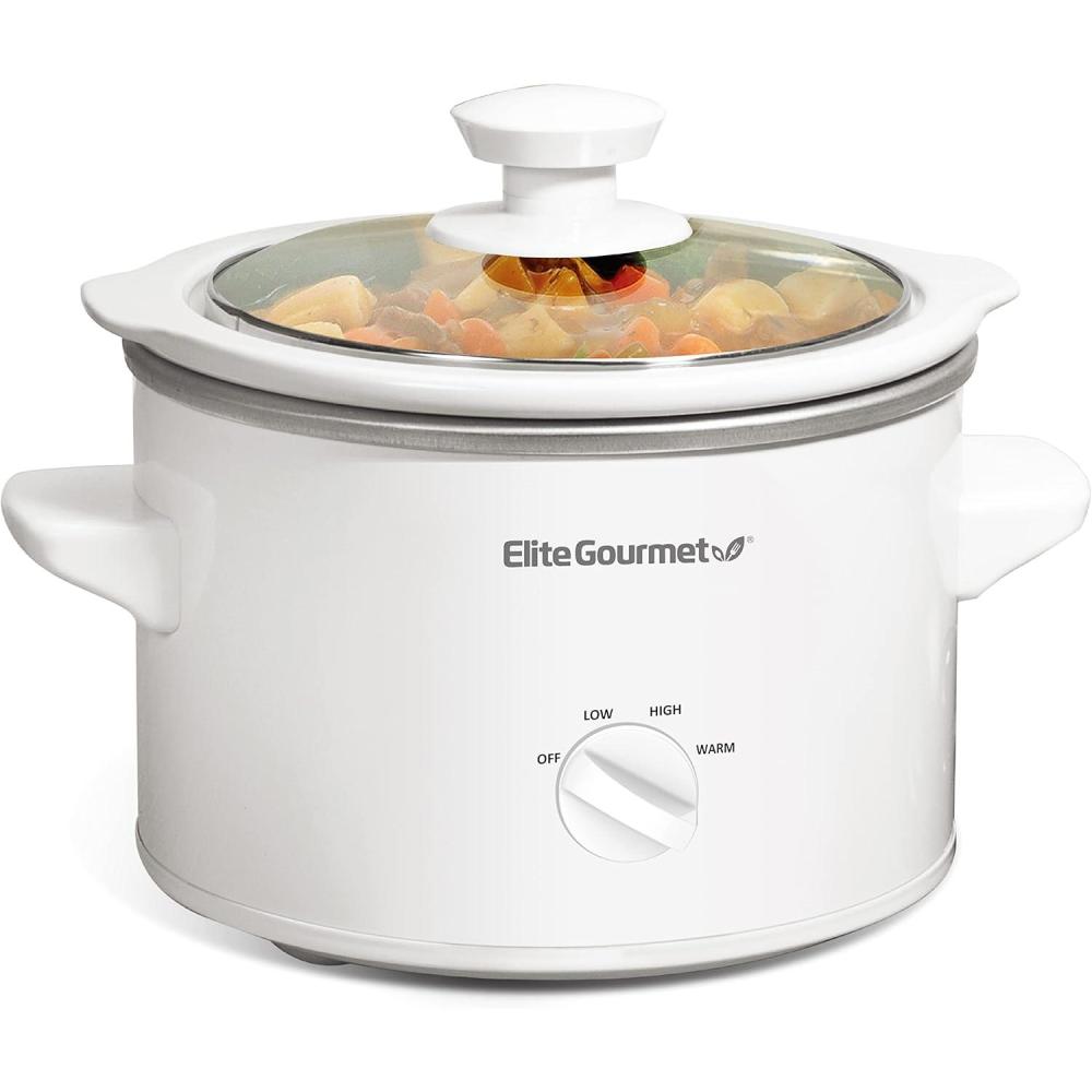 Elite Gourmet MST-250XW Electric Slow Cooker Ceramic Pot 1.5 Quart