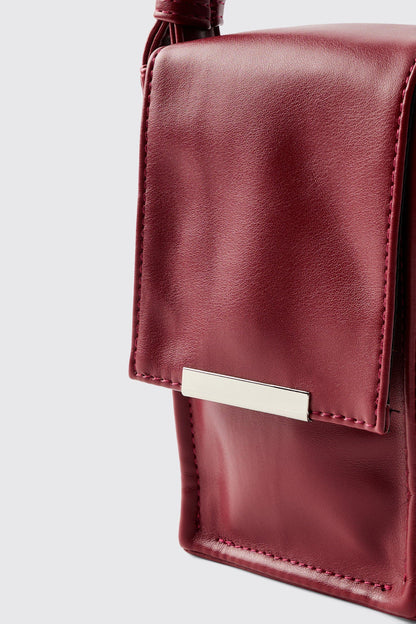 Stylish Men's Mini Faux Leather Cross Body Bag - Burgundy Compact Design